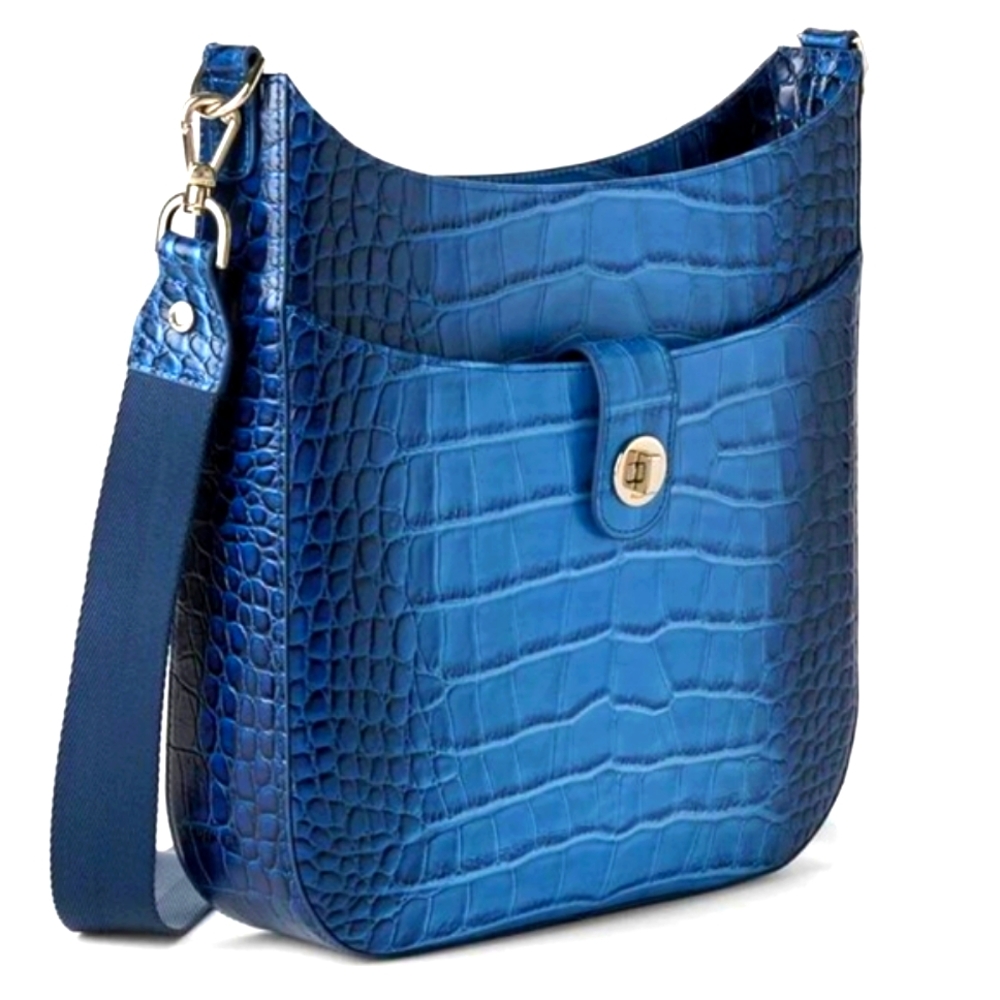 NWT ✅ Brahmin LEIA Heavenly Blue Lumeria Leather Crossbody Bag ✨ COA, DUST BAG